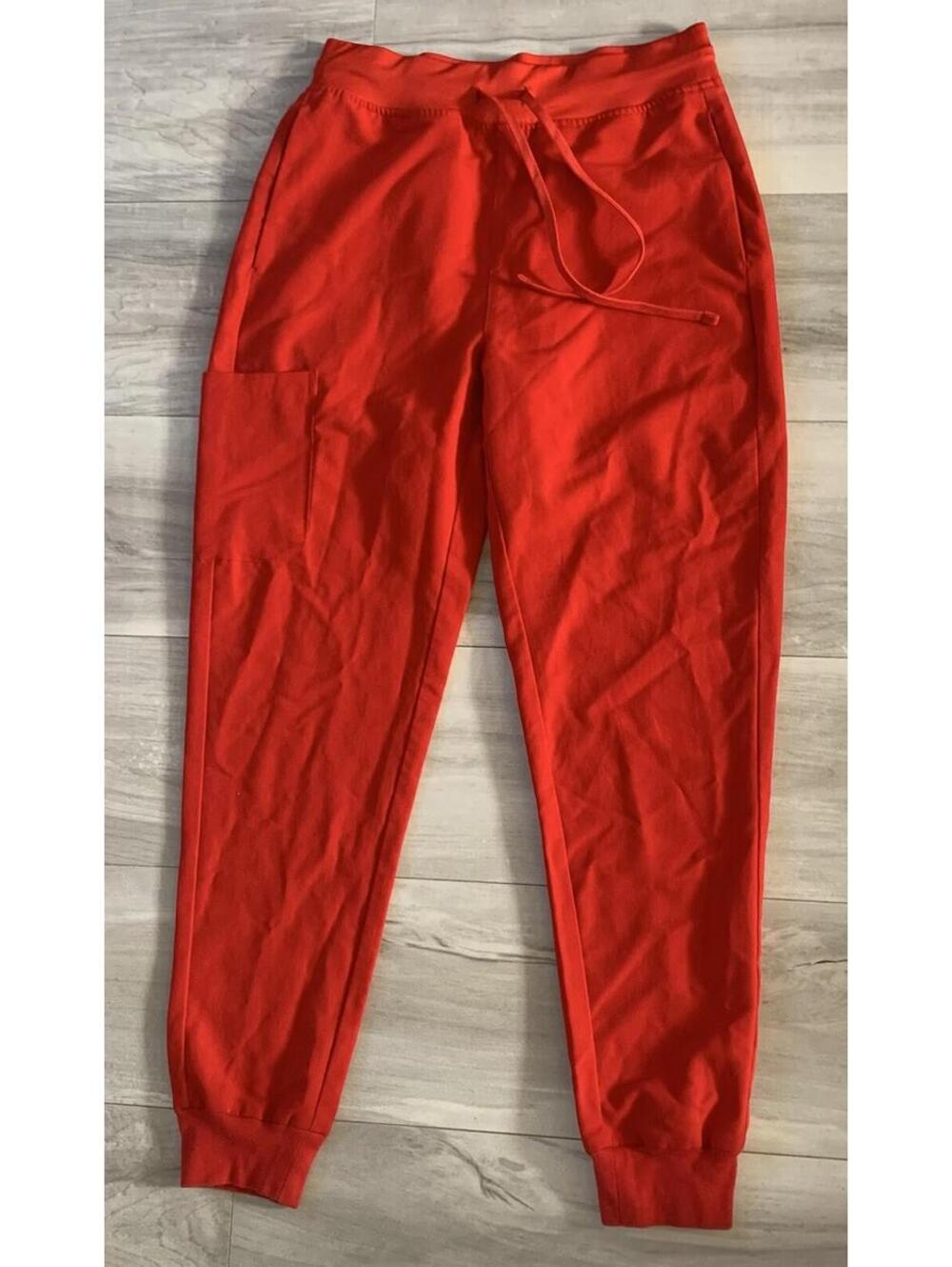 Mandala High Waist Drawstring Jogger Scrub Bottom Pants Equa Tek Sz XS Red